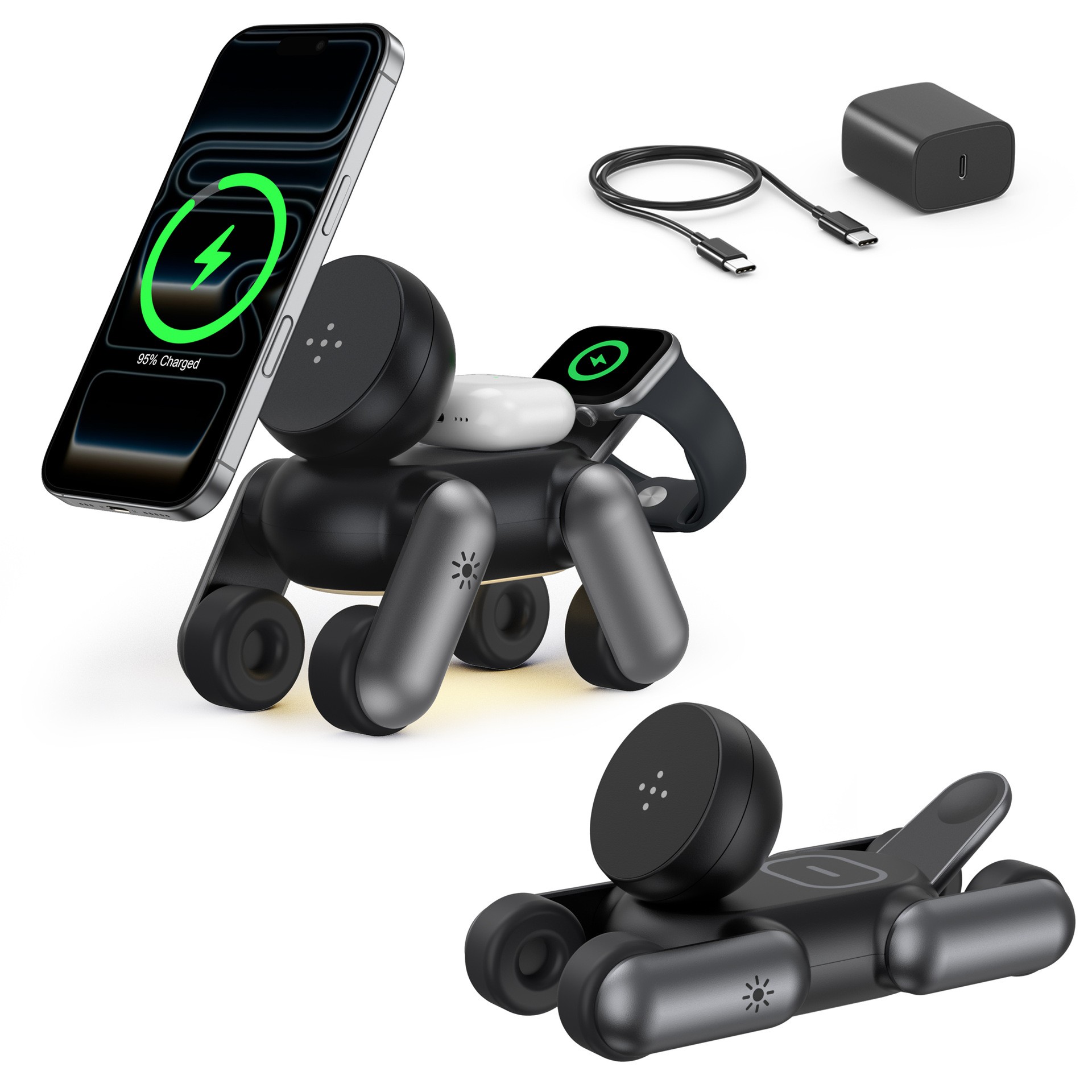 Smartwatch Phone Watches - 3'ü 1 Arada Manyetik Kablosuz Şarj