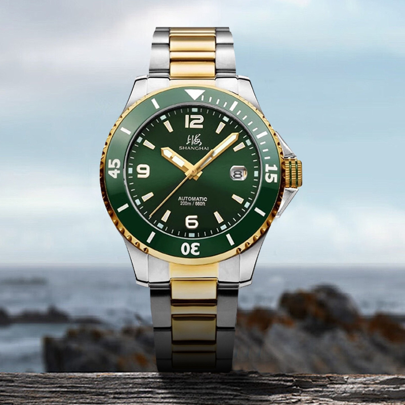 Waterproof Diving Watch - Shanghai Watch National 3080 Yeşil Su