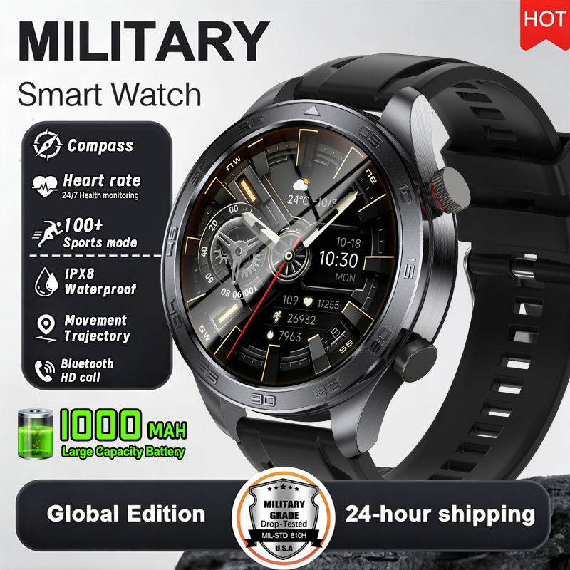 Smartwatch Watches For Men With Gps - Yeni Askeri Akıllı Saat Erkek GPS