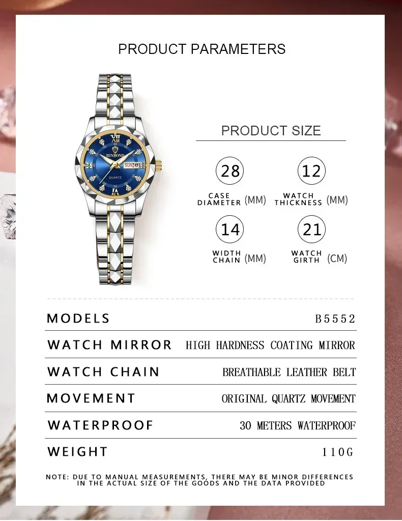 BINBOND Yeni 2522 Şık Kadın Ku - Waterproof Diving Watch incelemesi ve fiyatı