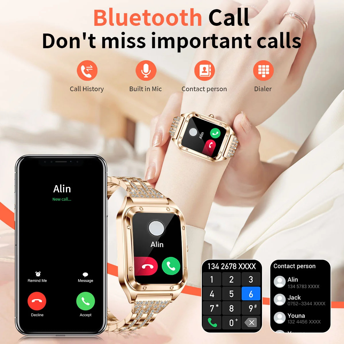 1.57 inç en lüks akıllı saat k - Smartwatch New Watches For Women incelemesi ve fiyatı