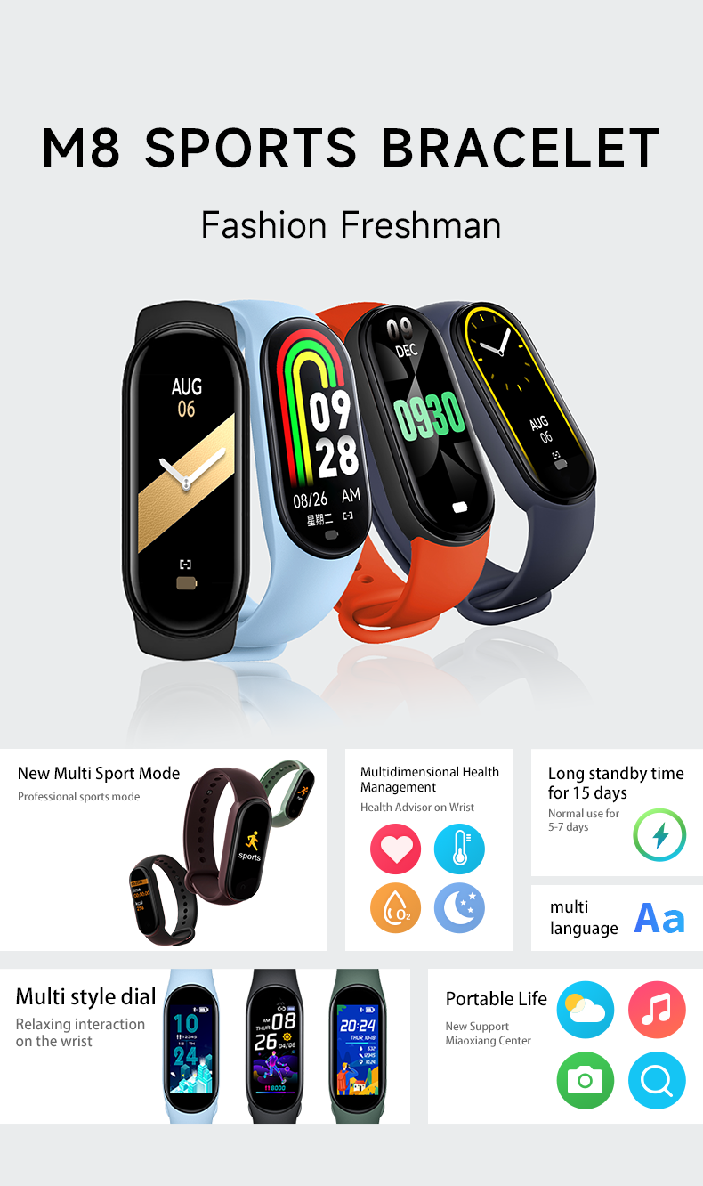 M8 akıllı saat erkek kadın spo - Smartwatch Sports Watches For Women incelemesi ve fiyatı